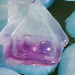 -2- EXCITED -FLUORITE ORNATE *HOUSE*, SUSPENDED ON A STERLING 18-IN CHAIN.